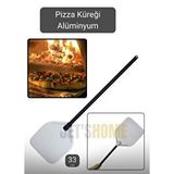 Pizza Küreği Alüminyum Lahmacun Küreği Saplı Fırın Küreği Asılabilir 33 Cm Çaplı Gri