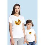 Pizza ve Dilimi Anne Kız & Oğul Tişört (Tek Ürün Fiyatıdır Kombin Yapmak Için 2 Adet Sepete Ekleyini - 3 Yaş - Beyaz
