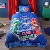 Pj Masks Lisanslı Karakter Baskılı Dış Kumaş: %100 Pamuk, Iç Dolgu: Silikon Yorgan Seti, Çok Renkli, Tek Kişilik