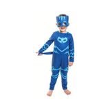 Pj Masks Pj Maskeliler Pj Mask Kostüm Pijamaskeliler Kedi Çocuk Kostüm - Catboy Tulum + Maskeli Set - 3 - 4 Yaş - Mavi