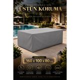 PJ & Me 160x100x80 Bahçe Mobilya Brandası Su Geçirmez UV Korumalı Masa Koruma Örtüsü 4 Mevsim Balkon Teras Veranda Dış Mekan Gri