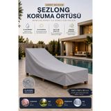 PJ & Me 200x80x45 Şezlong Brandası Gri Dış Mekan Koruma Kılıfı Su Geçirmez UV Dayanımlı Bahçe Balkon Teras Mobilya Örtüsü