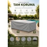 PJ & Me Tam Kapama Bahçe Masa Sandalye Brandası Su Geçirmez UV Korumalı Dış Mekan Mobilya Koruma Örtüsü Gri