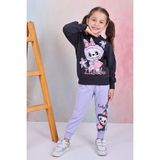 Pjk2i Labubu Desenli 2 Ip %100 Pamuk Kız Çocuk Eşofman Takımı 3-10 Yaş 8188 - 5 - 6 Yaş - Lila