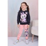 Pjk2i Labubu Desenli 2 Ip %100 Pamuk Kız Çocuk Eşofman Takımı 3-10 Yaş 8188 - 9 - 10 Yaş - Somon