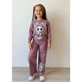 Pjk2i Labubu Desenli Bol Paça 2 Ip %100 Pamuk Kız Çocuk Takımı 3-10 Yaş 8186 - Mürdüm - 4 - 5 Yaş