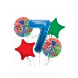 Pjmasks 7 Yaş Balon Set Pijamaskeliler Folyo Balon Set Konsept Doğum Günü Set Yaş Balon