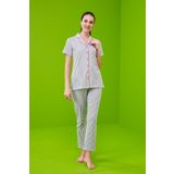 Pjs 23151 Kadın Çizgili Düğmeli Pijama Takım