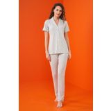 Pjs 23203 Kadın Düğmeli Desenli Pijama Takım