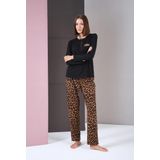 Pjs 26004 Kadın Uzun Kol Leopar Desenli Pijama Takım