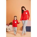 Pjs 28062 Kadın Patlı Pijama Takım - Kırmızı - 46
