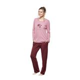 PJS Kadın Çiçek Desenli Pembe Pijama Takımı (Pembe, 42)