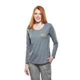 PJS Kadın Gri %95 Pamuk Uzun Kol Pijama Takımı (Gri, 40)