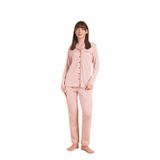 Pjs Kadın Pembe Uzun Kol Pijama Takımı, Çizgili, 40 Beden