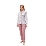Pjs Kadın Pijama Takımı, Çiçek Desenli, Mavi, 48 Beden