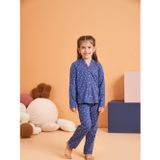 Pjs Pijama Pjs Kız Çocuk Kalpli Önden Düğmeli Gömlek Yaka Uzun Kollu Pijama Takım