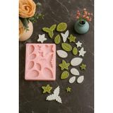 PK1000498 - Silikon Kalıp Mum Kalıbı Çoklu Yapraklar