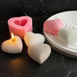 PK1002318 - Silikon Kalıp Mum Kalıbı Hasır Detaylı Küçük Boy Kalp