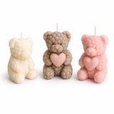 PK1002336 - Silikon Kalıp Mum Kalıbı Kalpli Güllü Küçük Boy Ayıcık