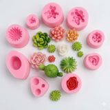 PK1002489 - Silikon Kalıp Mum Kalıbı - Sukulent Kaktüs 9'lu Set
