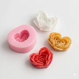 PK1002496 - Silikon Kalıp Mum Kalıbı Kalp Gül