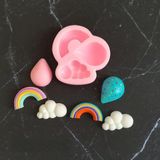 PK1002629 - Silikon Kalıp Mum Kalıbı - Gökkuşağı, Balon, Bulut