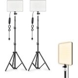 PL-26 13 Watt 96 Led 23cm CRI95+ Bicolor 3 Renk Fotograf ve Video Işığı Canlı Yayın Tiktok Vlog Makyaj Ürün Çekimi vb. (ikili ve 200cm Işık Ayaklı)