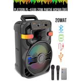 PL-4596 Bt+Usb+Tf+Aux+Kumanda 20W Çift Mikrofonlu Işıklı Toplantı-Parti Kule Hoparlör