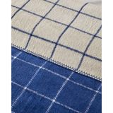Plain Check Pamuklu King Size Battaniye Lacivert - Krem - 220 x 240 cm