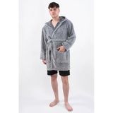 Plain Unisex Sabahlık Bornoz Wellsoft Peluş Kapşunlu Erkek Kadın Sabahlık