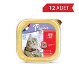 Plaisir 100 gr 12 Adet Ezme Biftekli Kısırlaştırılmış Kedi Konservesi