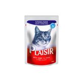 Plaisir Pouch Sığır Etli Sterilised 22x100 gr Kedi Maması
