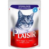 Plaisir Sığır Etli Kedi Maması 100 gr 12 Adet Premium Kalite Sterilised Yaş Mama - 12Adet