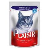 Plaisir Sterilised Kısırlaştırılmış Etli Yaş 12x100 gr Kedi Maması