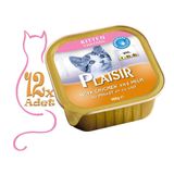 Plaisir Tavuk Etli ve Sütlü 12x100 gr Pate Yavru Yaş Kedi Maması