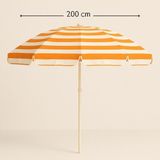 Plaj Balkon Bahçe Şemsiye 10 Telli 200 cm Kalın Kumaş - Turuncu - Beyaz