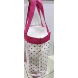 Plaj Çantası Beyaz Pembe Puantiyeli Yükseklik 28Cmx Genişlik 17Cmx Eni 40Cm