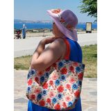 Plaj çantası büyük boy çanta çiçek desenli