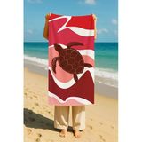 Plaj Havlusu Kaplumbağa Dijital Baskılı 70X150 Cm Plaj Havlusu - Bordo