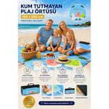 Plaj Havlusu, Piknik Örtüsü, Matı, Çantalı Hasırı, Kamp Battaniyesi, Katlanabilir, Hafif (Plaj Dondurması-Deniz Mavisil)