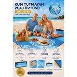 Plaj Havlusu, Piknik Örtüsü, Plaj Matı, Çantalı Plaj Hasırı,Kamp Battaniyesi, Kamp Matı, Katlanabilir, Hafif, Su Geçirmez, Piknik Matı Kum Geçirmez (Deniz Mavisi-Plaj)
