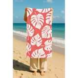 Plaj Havlusu Yaprak Dijital Baskılı 70X150 Cm Plaj Havlusu - Pembe