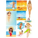 Plaj Kızı Sticker Set 10 Parça Telefon, Tablet, Defter, Laptop Sticker
