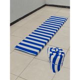 Plaj Minderi 180X45 Cm, Şezlong Minderi, Deniz Minderi, Kamp Minderi, Katlanır Minder, Kamp Matı - Mavi - Beyaz