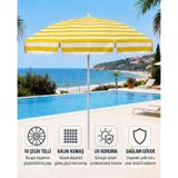 Plaj Şemsiyesi Balkon Bahçe Güneş Şemsiyesi 200cm 10 Telli Uv Korumalı Sarı