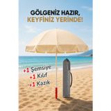 Plaj Şemsiyesi + Kazık + Kılıf, Sabit Gölge Paketi