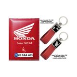 Plakanıza Özel Honda Motor Logolu Kırmızı Ruhsat Kabı Ve Anahtarlık