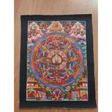 Plakperest Orjinal Nepal El Yapımı Mandala (The Tangha) Simli Boyalarla Çizilmiş Meditatif 34CMX40CM Ebatları