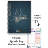 Plango Gemi Spiralli Günlük Planlama Defteri - 100 Sayfa - 17X24 Planlayıcı Defter - 00-Siyah