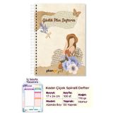 Plango Kadın ve Çiçek Spiralli Günlük Planlama Defteri - Daily Planner - Planlayıcı